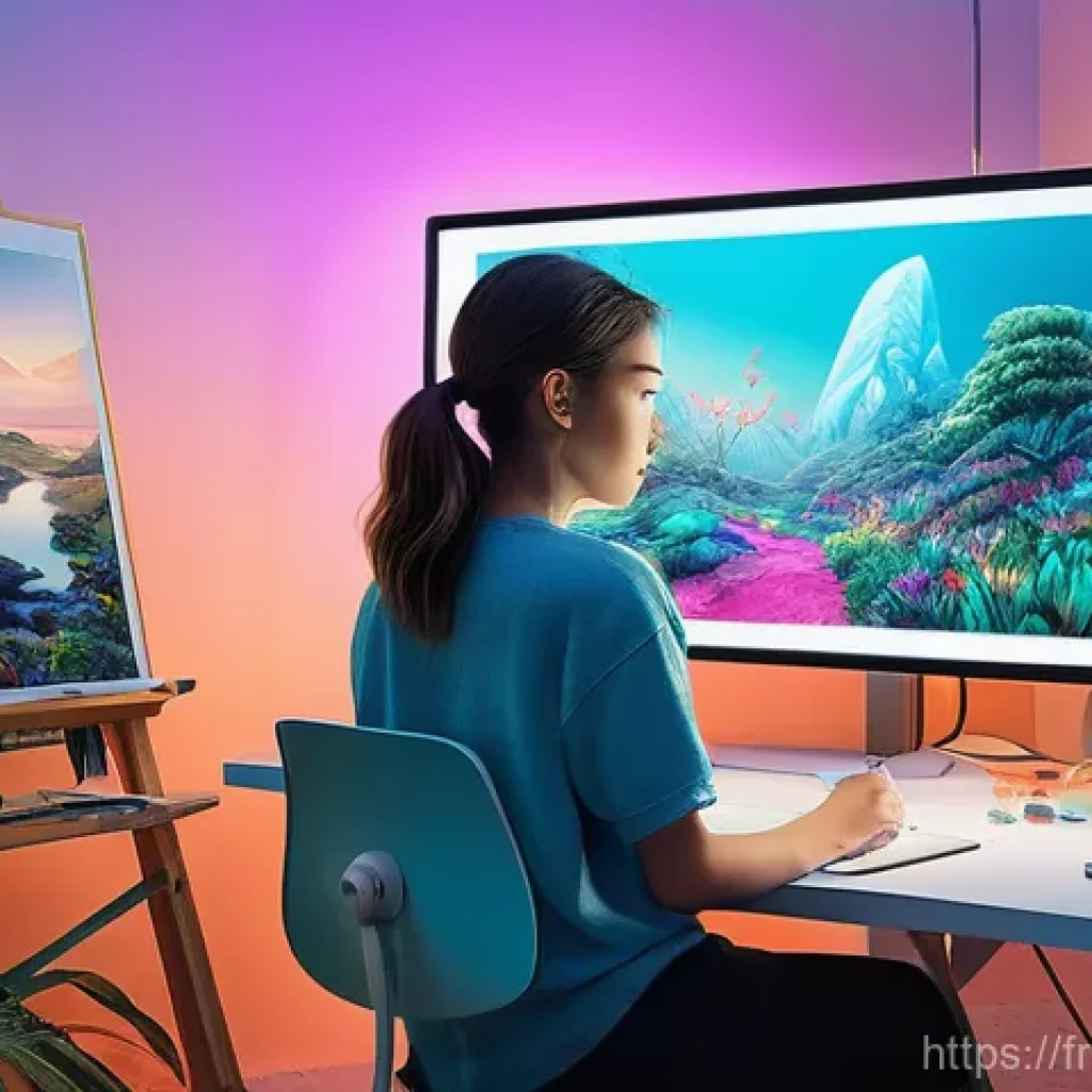 미술교육사 자격증 갱신 방법 - **Digital Artist Harnessing AI Inspiration:** A young, focused digital artist, appearing to be in th...